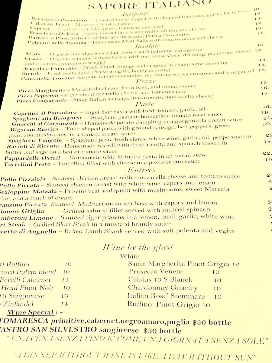 Menu - Sapore Italiano Ristorante photo 8
